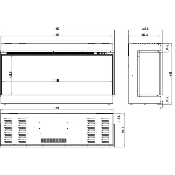 Superb 3D 120 cm – Innebygd Elektrisk peis