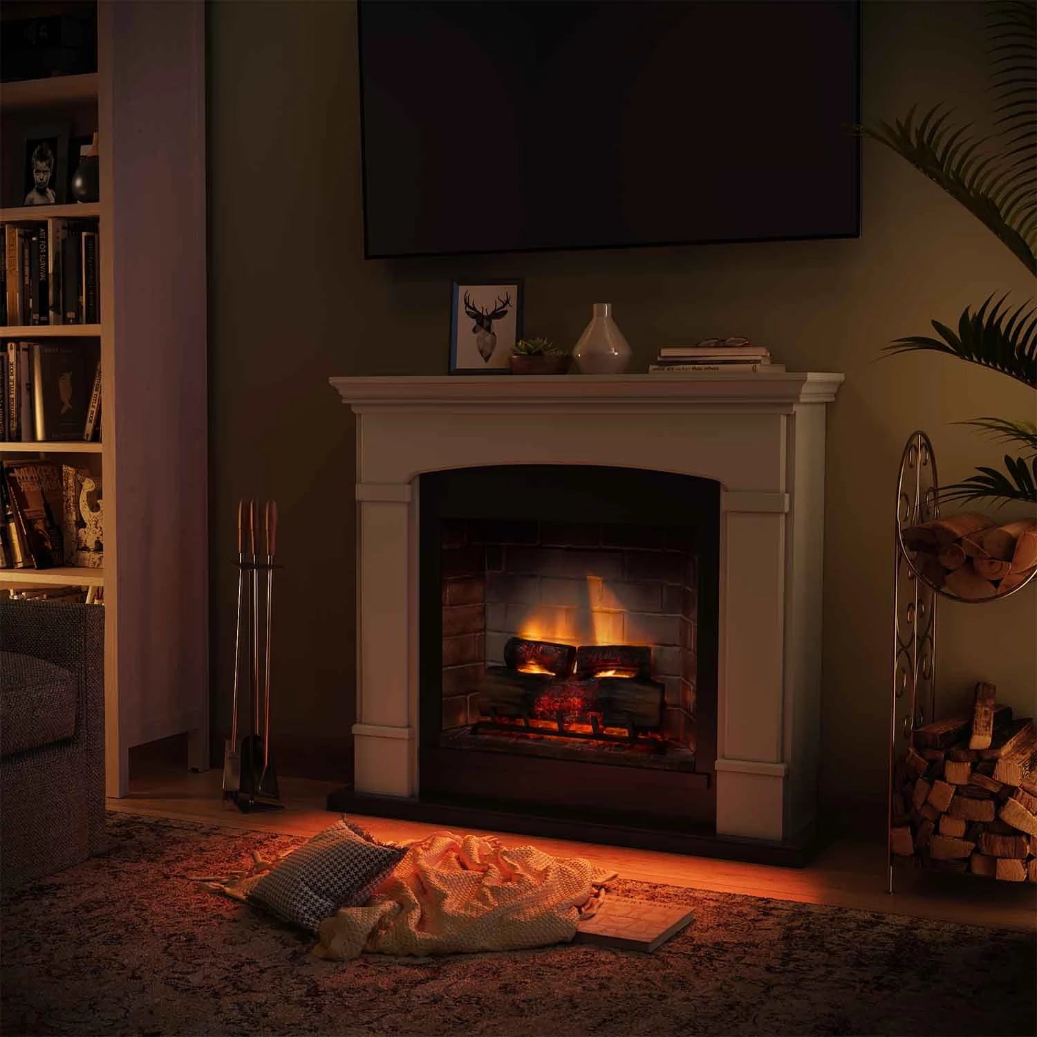 Helmi Tradisjonell Elektrisk Peis - Beige