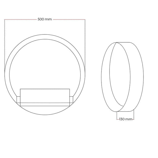 Delaware S Vegghengt biopeis – Svart – 50 cm